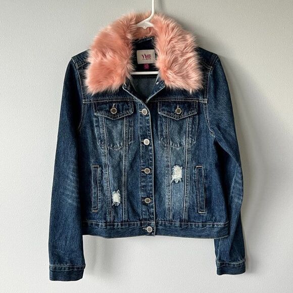 YMI Jean Jacket W/Removeable Faux Fur Around Neck Size L - Picture 1 of 9